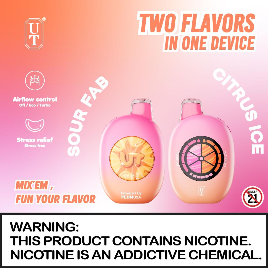 UT DUAL FLAVORS | UP TO 50,000 PUFFS | POWERED BY FLUM UT DUAL FLAVORS | UP TO 50,000 PUFFS | POWERED BY FLUM
